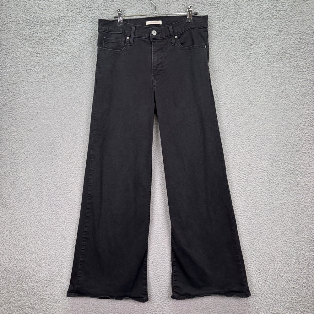 Levis Jeans Womens 30x32 Black 318 Shaping Wide Leg High Rise Y2K Indie Grunge